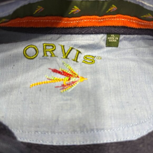 Orvis Navy Quarter Snap Pullover Sweatshirt Men’s XL Outdoor Style - Picture 2 of 2